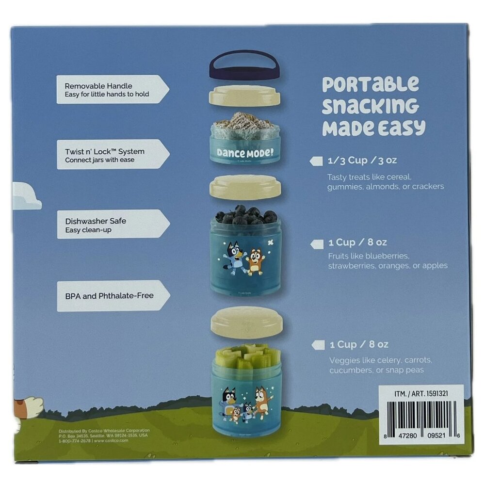 Whiskware Bluey Reusable Snack Container, 3-pack - Picture 2 of 11